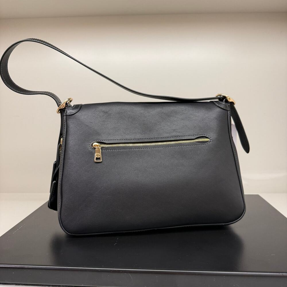 New‼️Coach Etta Flap Bag  CFK03 natural grain leather/Gold/Black - Picture 3 of 8